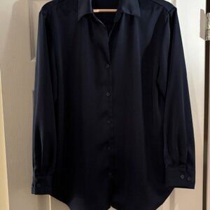 Uniqlo Midnight Blue Satin Blouse - Large